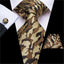 Conjunto de Corbata de Oro Elegante para Hombres con Pañuelo y Gemelos