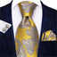 Conjunto de Corbata de Oro Elegante para Hombres con Pañuelo y Gemelos
