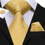 Conjunto de Corbata de Oro Elegante para Hombres con Pañuelo y Gemelos