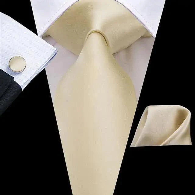 Conjunto de Corbata de Oro Elegante para Hombres con Pañuelo y Gemelos