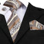 Conjunto de Corbata de Oro Elegante para Hombres con Pañuelo y Gemelos