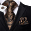 Conjunto de Corbata de Oro Elegante para Hombres con Pañuelo y Gemelos