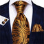 Conjunto de Corbata de Oro Elegante para Hombres con Pañuelo y Gemelos