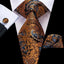 Conjunto de Corbata de Oro Elegante para Hombres con Pañuelo y Gemelos