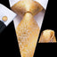 Conjunto de Corbata de Oro Elegante para Hombres con Pañuelo y Gemelos
