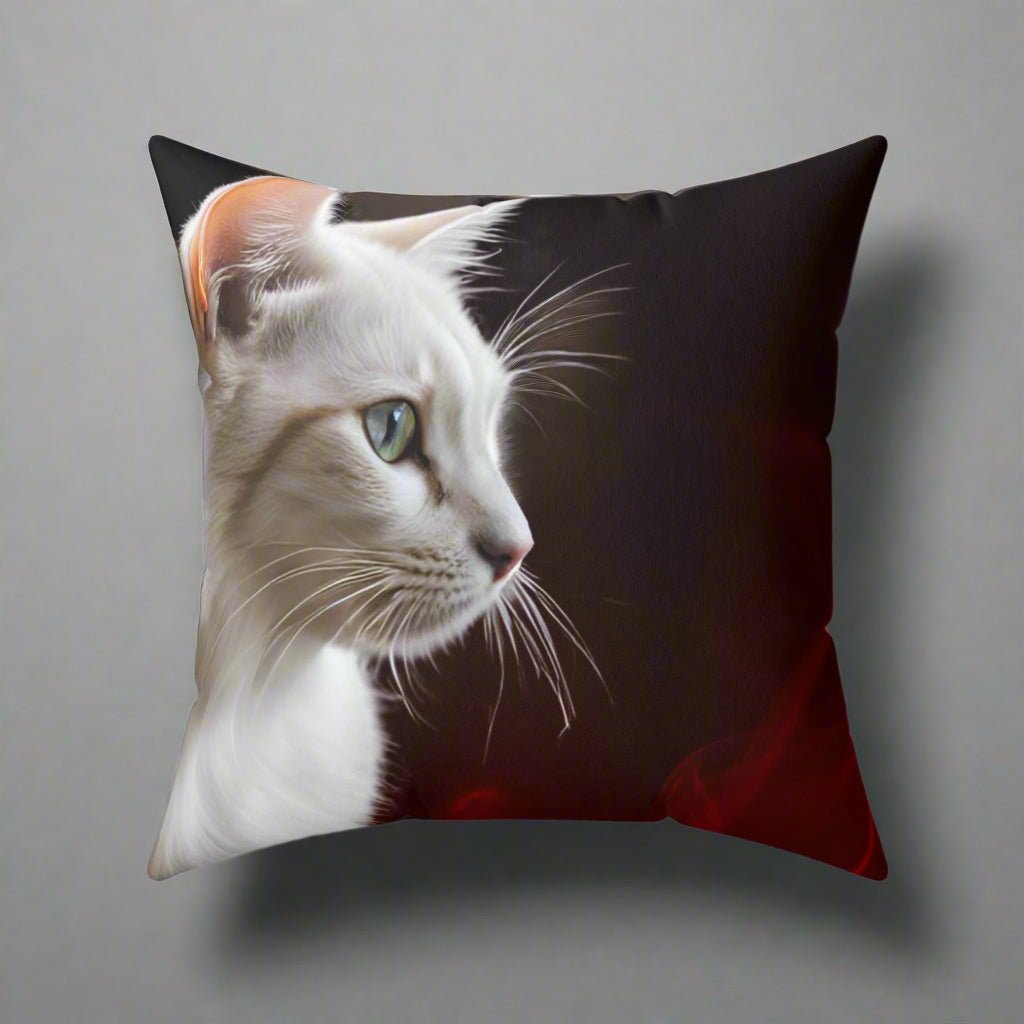 Coussin carré élégant avec profil de chat - Décor confortable pour les amoureux des chats