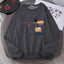 Charming Cat Print Sweatshirt for Women