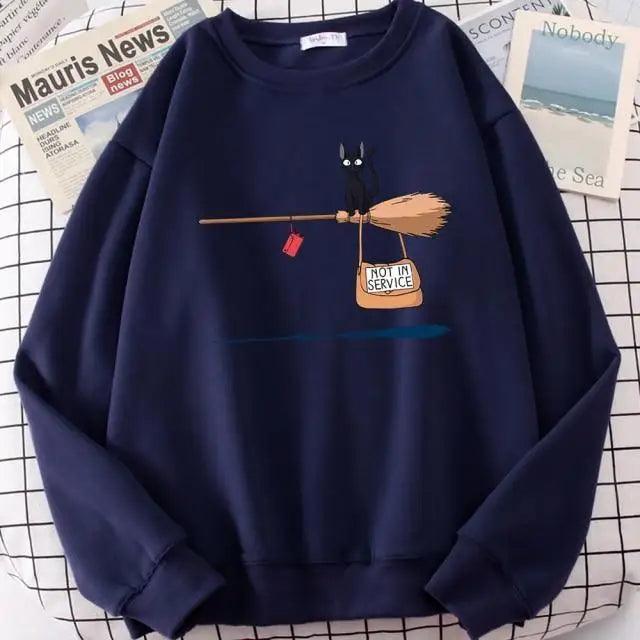 Charming Cat Print Sweatshirt for Women
