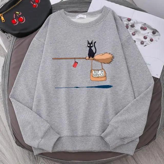 Charming Cat Print Sweatshirt for Women