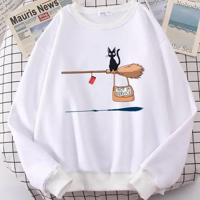Charming Cat Print Sweatshirt for Women