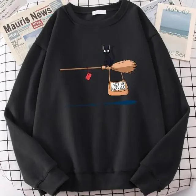 Charming Cat Print Sweatshirt for Women