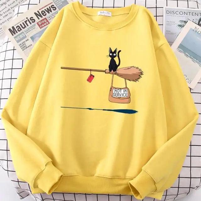 Charming Cat Print Sweatshirt for Women