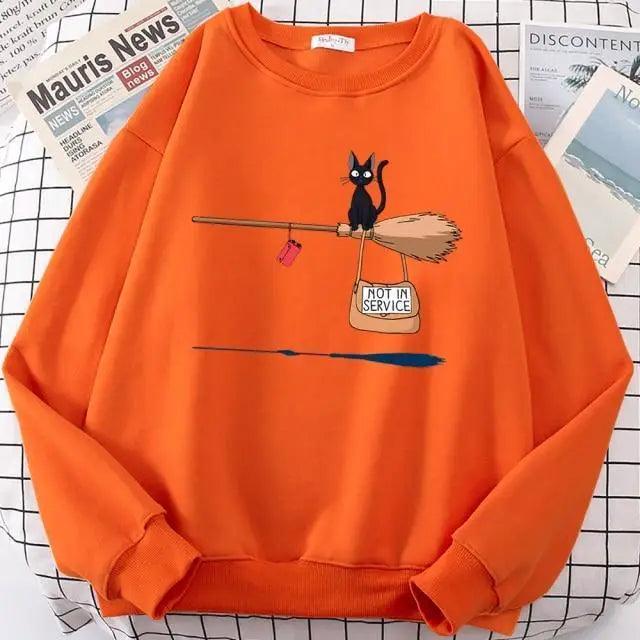 Charming Cat Print Sweatshirt for Women