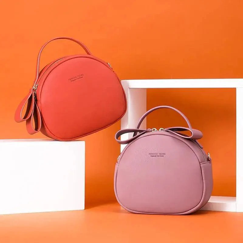 Chic Round Women’s Crossbody Handbag - Soft PU Leather Messenger Bag - Korvel