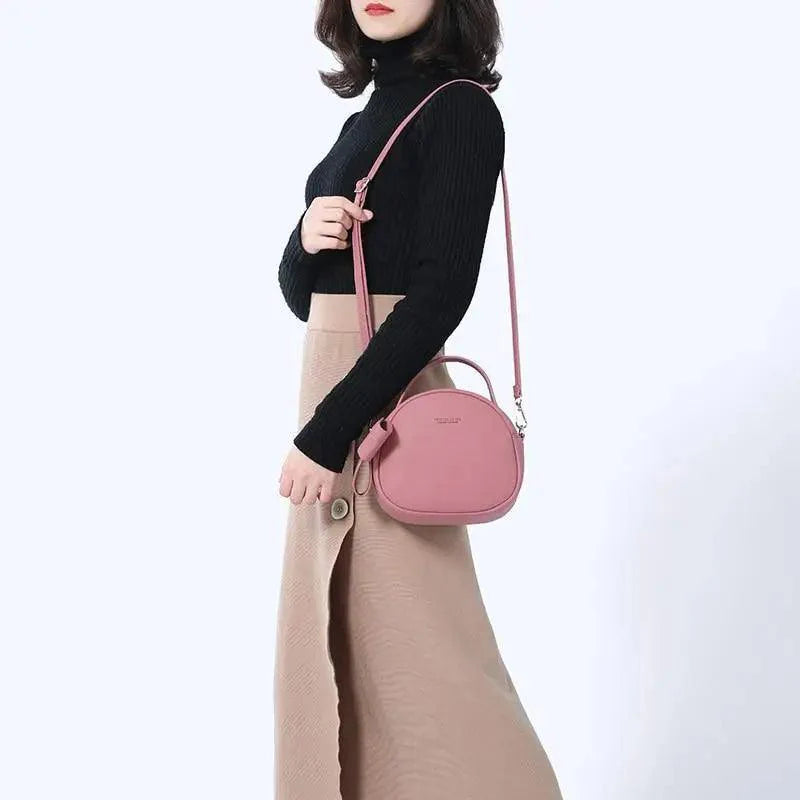 Chic Round Women’s Crossbody Handbag - Soft PU Leather Messenger Bag - Korvel