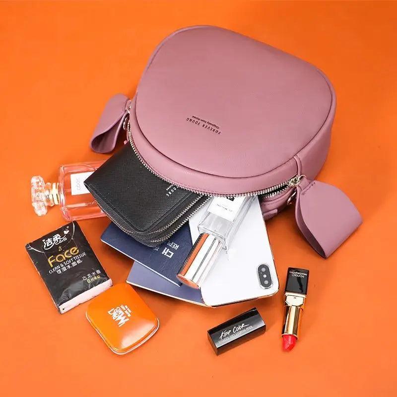 Chic Round Women’s Crossbody Handbag - Soft PU Leather Messenger Bag - Korvel