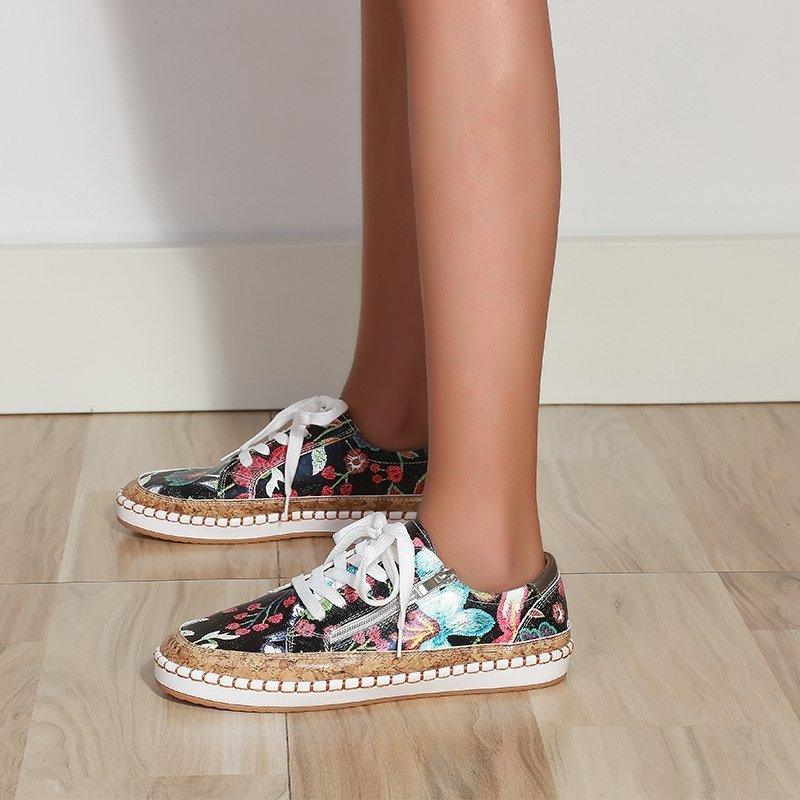 Baskets Élégantes à Fleurs pour Femmes - Chaussures Décontractées Confortables
