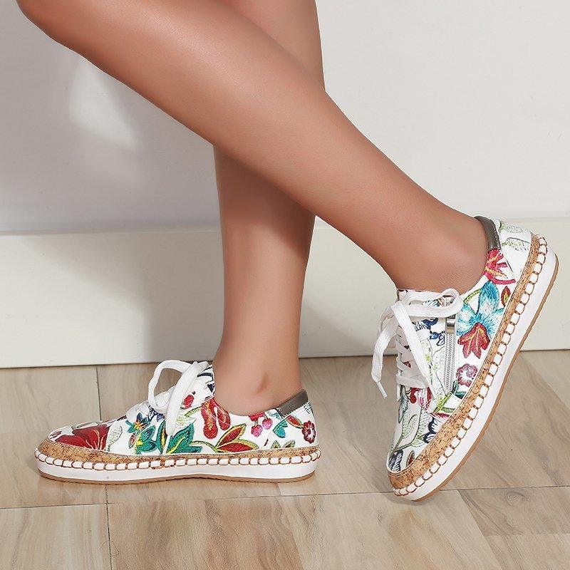 Baskets Élégantes à Fleurs pour Femmes - Chaussures Décontractées Confortables
