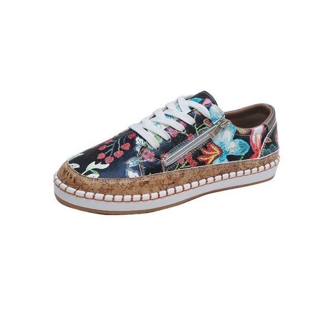 Baskets Élégantes à Fleurs pour Femmes - Chaussures Décontractées Confortables