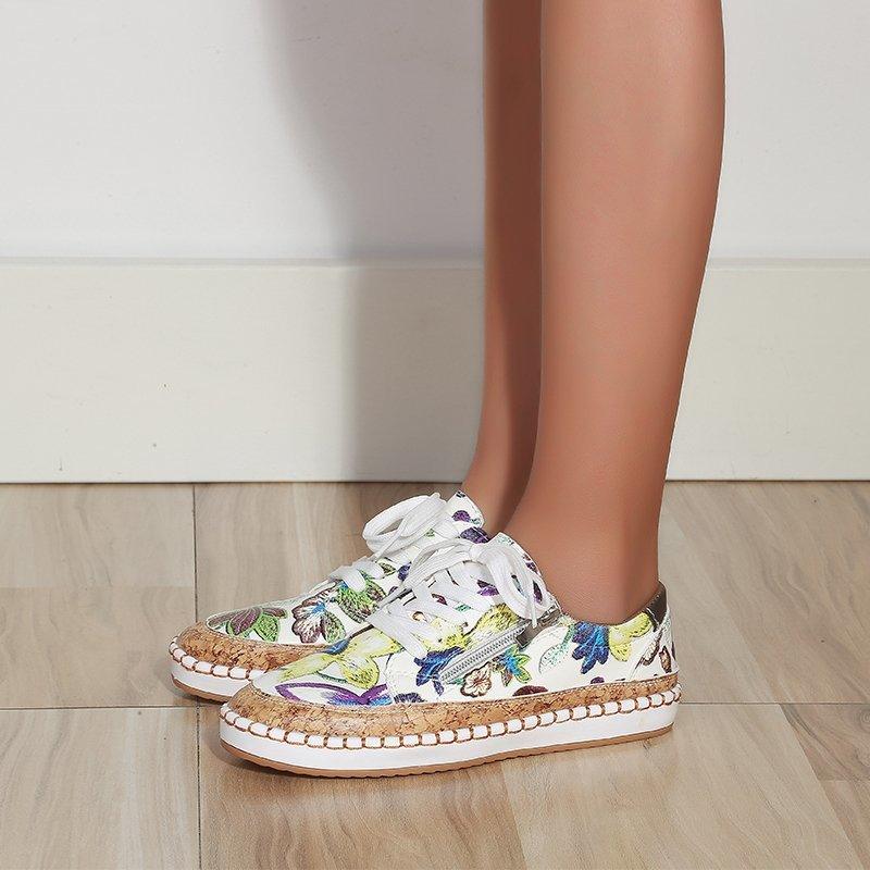 Baskets Élégantes à Fleurs pour Femmes - Chaussures Décontractées Confortables