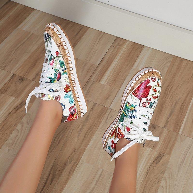 Baskets Élégantes à Fleurs pour Femmes - Chaussures Décontractées Confortables