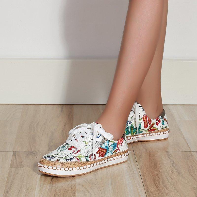 Baskets Élégantes à Fleurs pour Femmes - Chaussures Décontractées Confortables