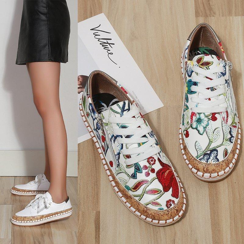 Baskets Élégantes à Fleurs pour Femmes - Chaussures Décontractées Confortables
