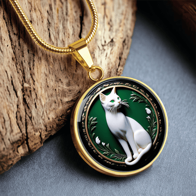 Collar de Cameo de Gato de Ojos Verdes Elegante