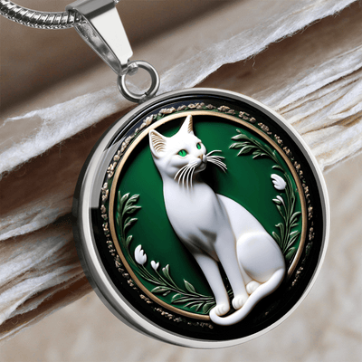 Collar de Cameo de Gato de Ojos Verdes Elegante
