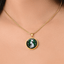 Elegant Green Eyed Cat Cameo Necklace
