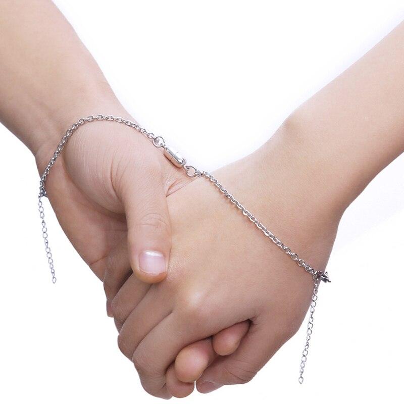 Bracelets pour couples magnétiques en forme de cœur élégants