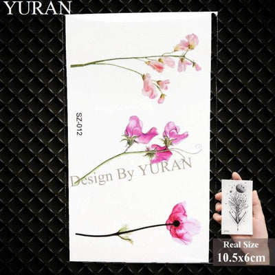 Elegant Lavender Flower Temporary Tattoo Stickers