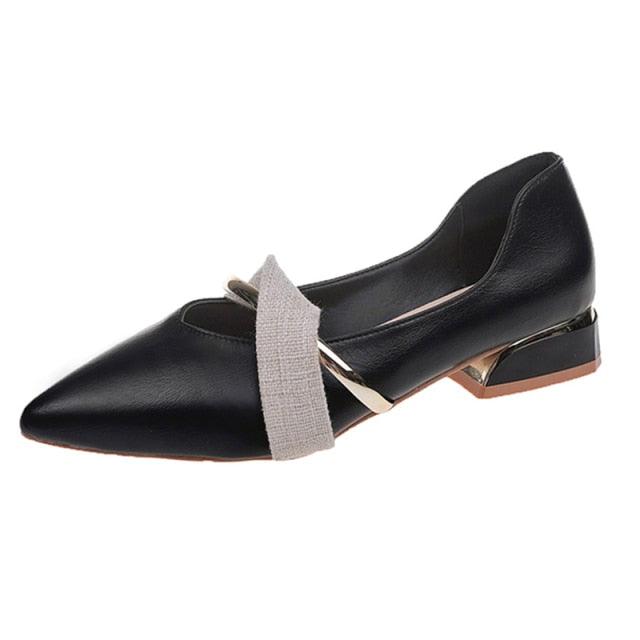 Chaussons élégants à talon bas et bout pointu pour femmes