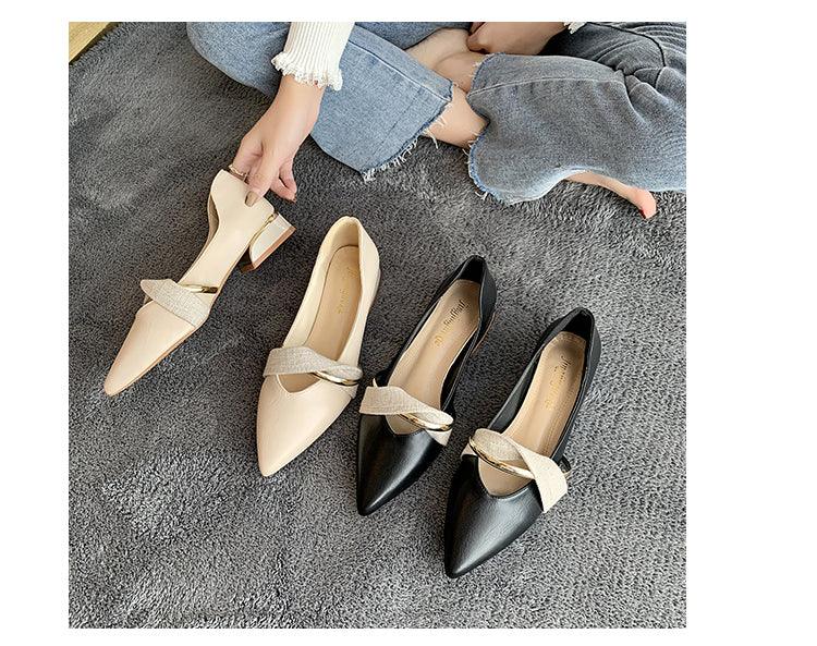Chaussons élégants à talon bas et bout pointu pour femmes