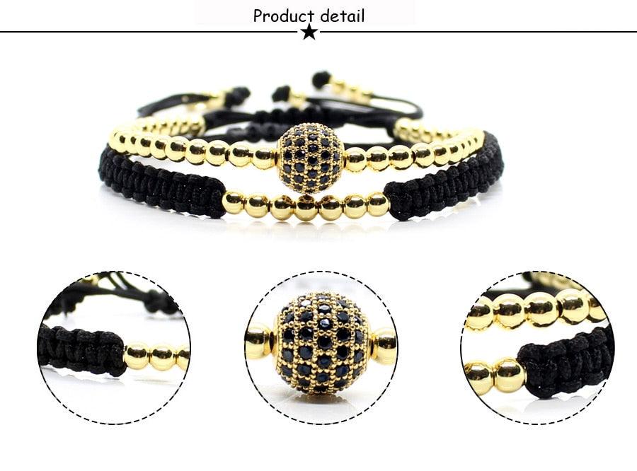 Ensemble de Bracelets en Perles Dorées Élégantes pour Hommes et Femmes