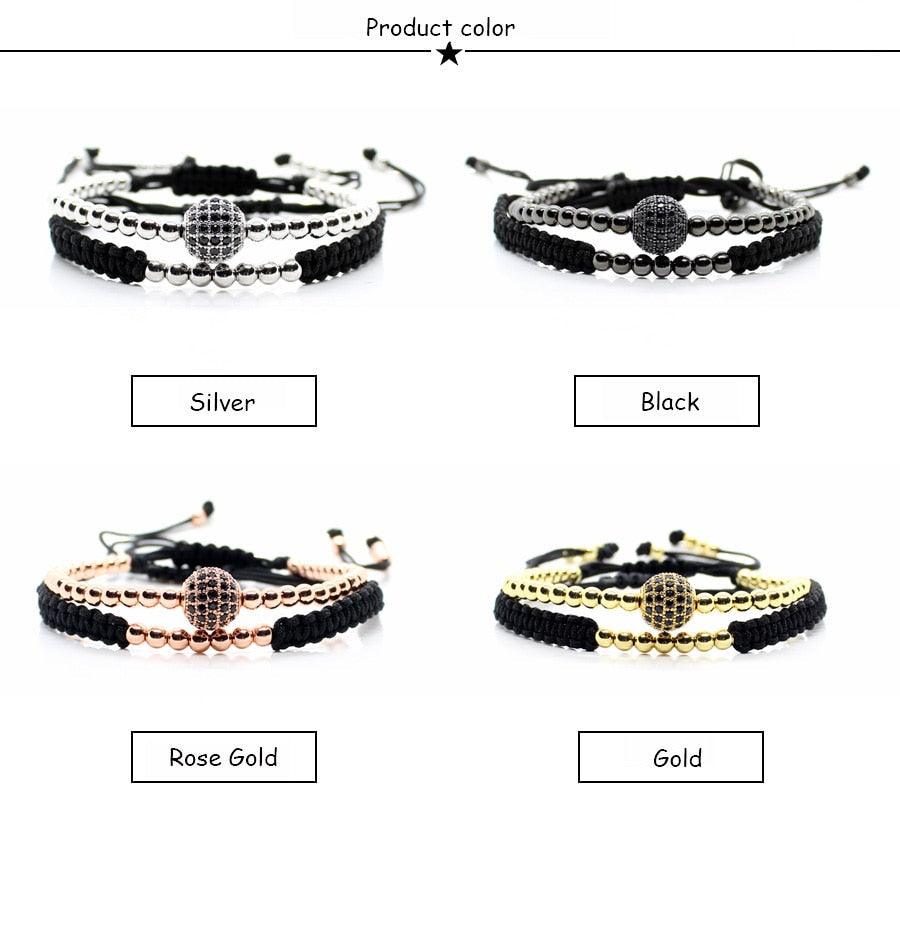 Ensemble de Bracelets en Perles Dorées Élégantes pour Hommes et Femmes