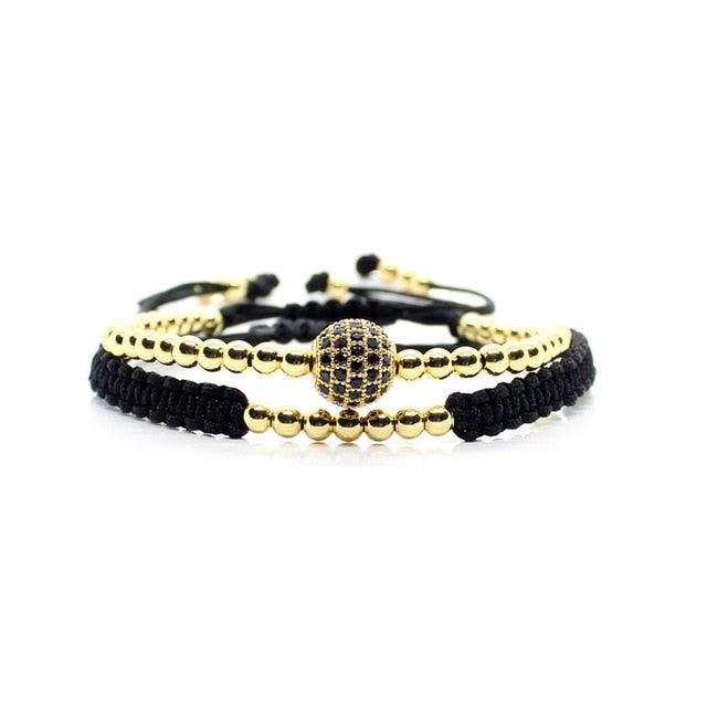 Ensemble de Bracelets en Perles Dorées Élégantes pour Hommes et Femmes