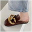 Elegant Women’s Closed Toe Slip-On Flats with Gold Chain