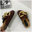 Elegant Women’s Closed Toe Slip-On Flats with Gold Chain