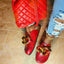 Elegant Women’s Closed Toe Slip-On Flats with Gold Chain