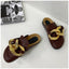 Elegant Women’s Closed Toe Slip-On Flats with Gold Chain