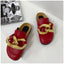 Elegant Women’s Closed Toe Slip-On Flats with Gold Chain