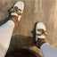 Elegant Women’s Closed Toe Slip-On Flats with Gold Chain