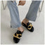 Elegant Women’s Closed Toe Slip-On Flats with Gold Chain