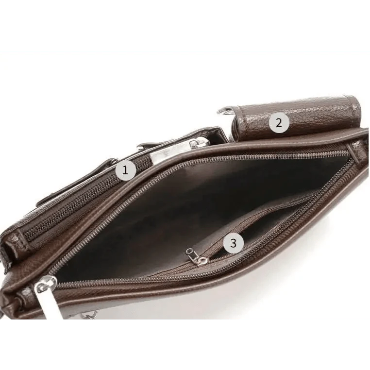 Elegant Black Men's Leather Waist Bag with Adjustable Strap