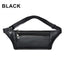 Elegant Black Men's Leather Waist Bag with Adjustable Strap