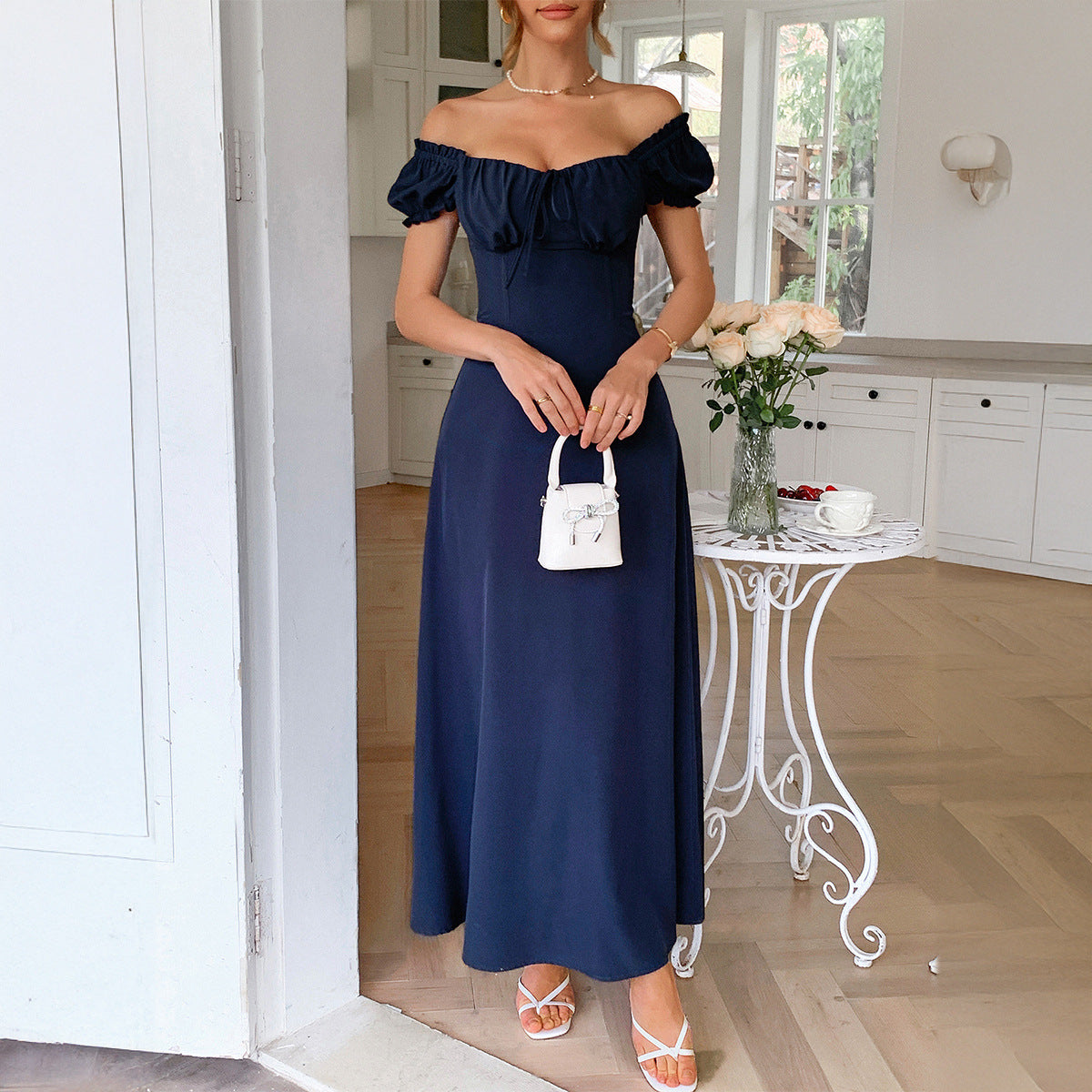Elegant one shoulder long dress - Korvel