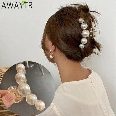 Elegant Pearl Hair Claw Clips for All Hair Types
