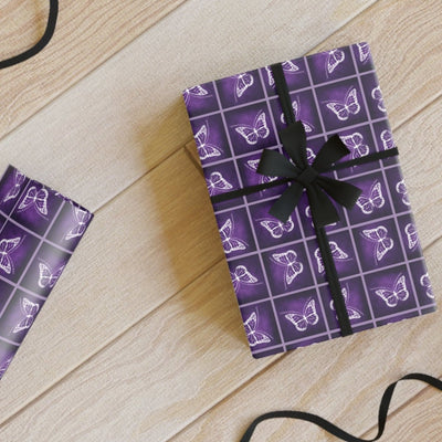 Elegant Purple Butterfly Gift Wrapping Paper Roll