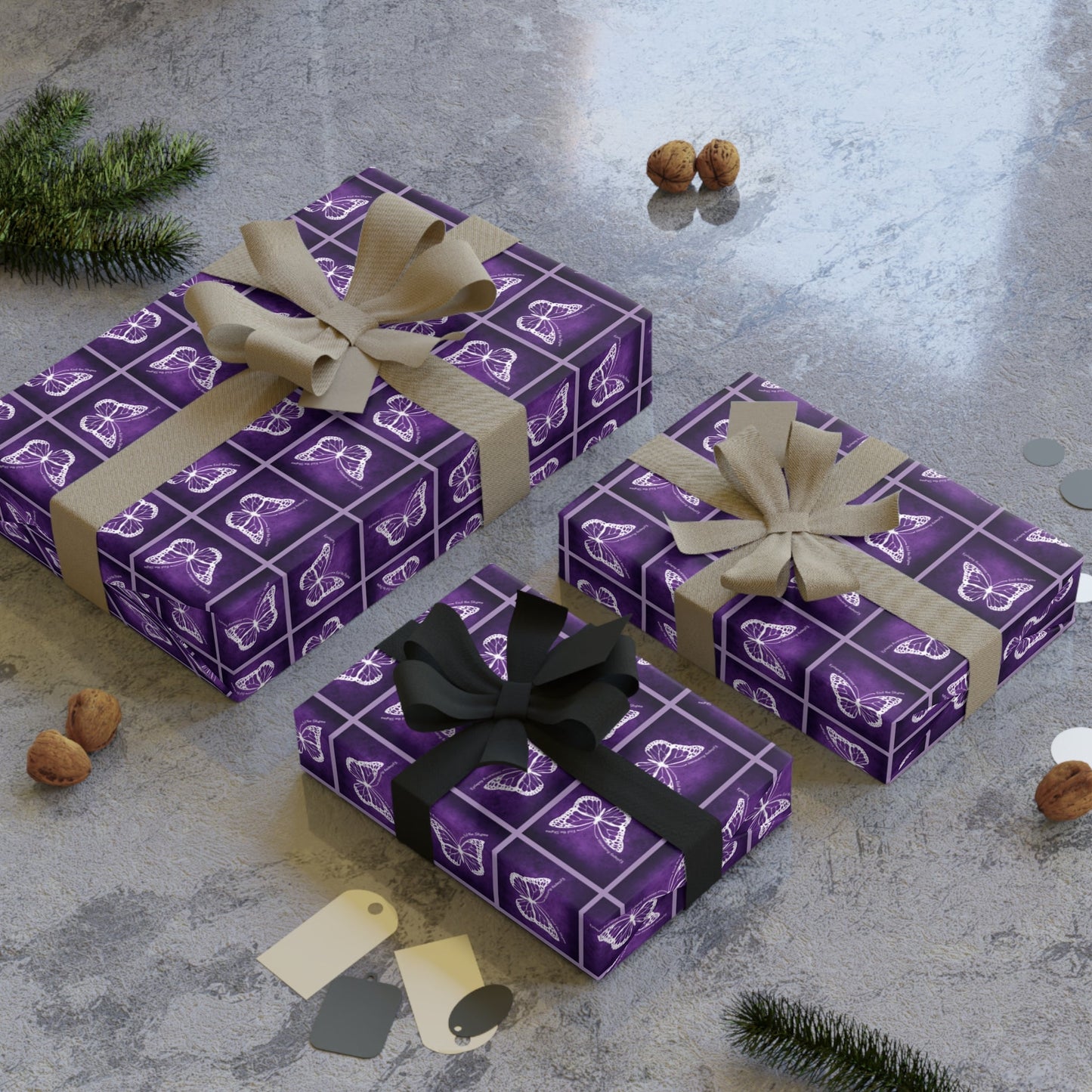 Elegant Purple Butterfly Gift Wrapping Paper Roll
